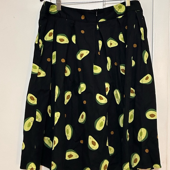 NWOT Vintage Avocado Print Pleated A-line Skirt xxl - Picture 3 of 4